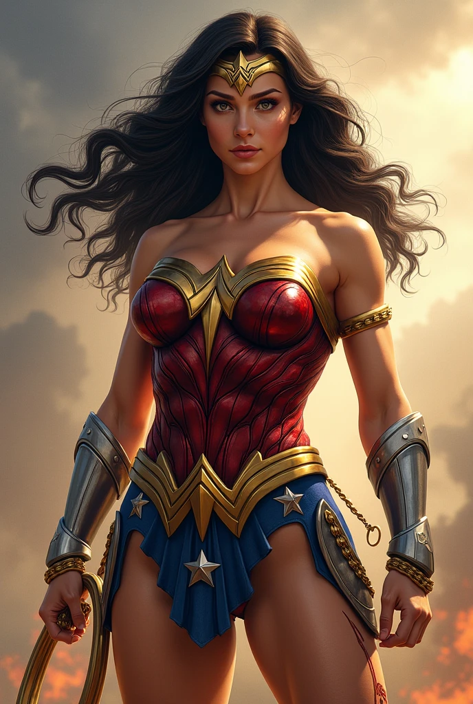 Wonder woman, full body, muscle.