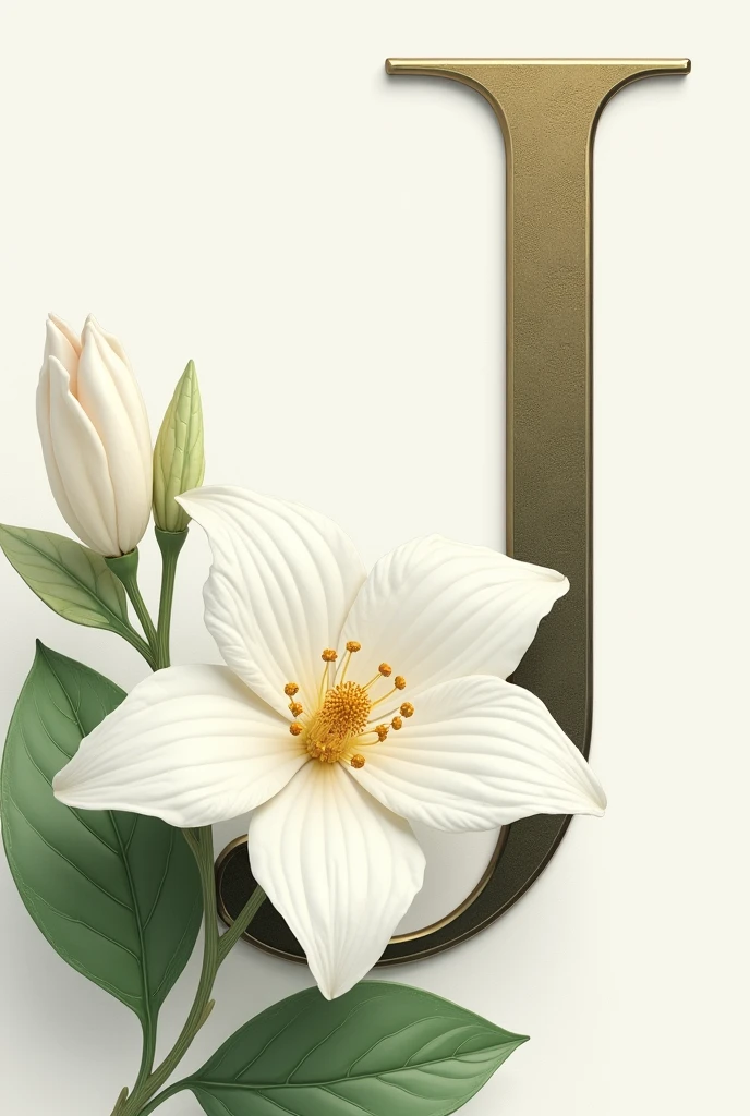 A wallpaper with a Jazmin flower and next to the letter J
