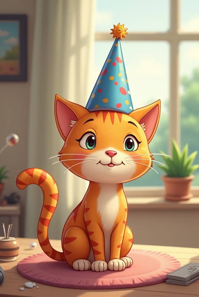 SAME CARTOON CAT WITH BIRTHDAY HAT

