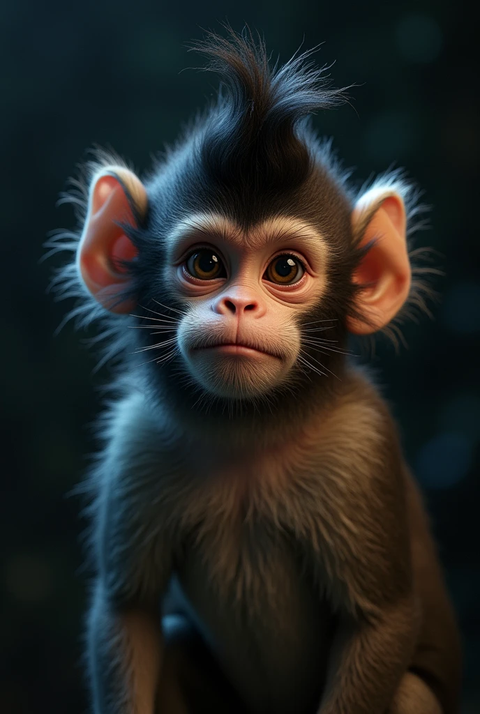 (best quality),adorable,small baby monkey,watercolor painting style, round eyes,innocent expression, wide angle shot --auto --s2