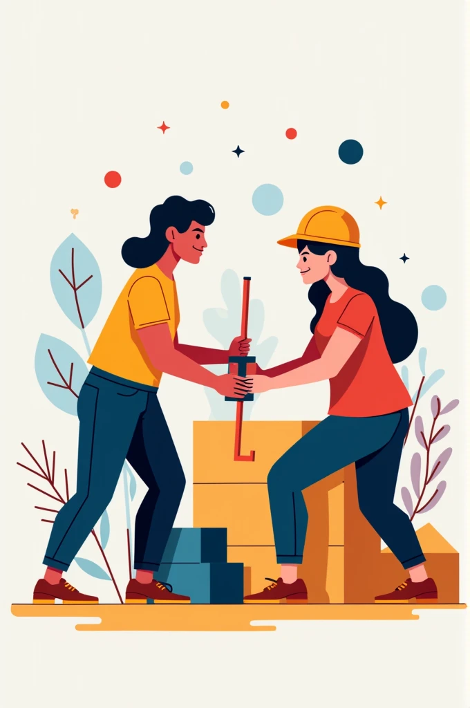 Vector art of rebuild a work of two person man and women