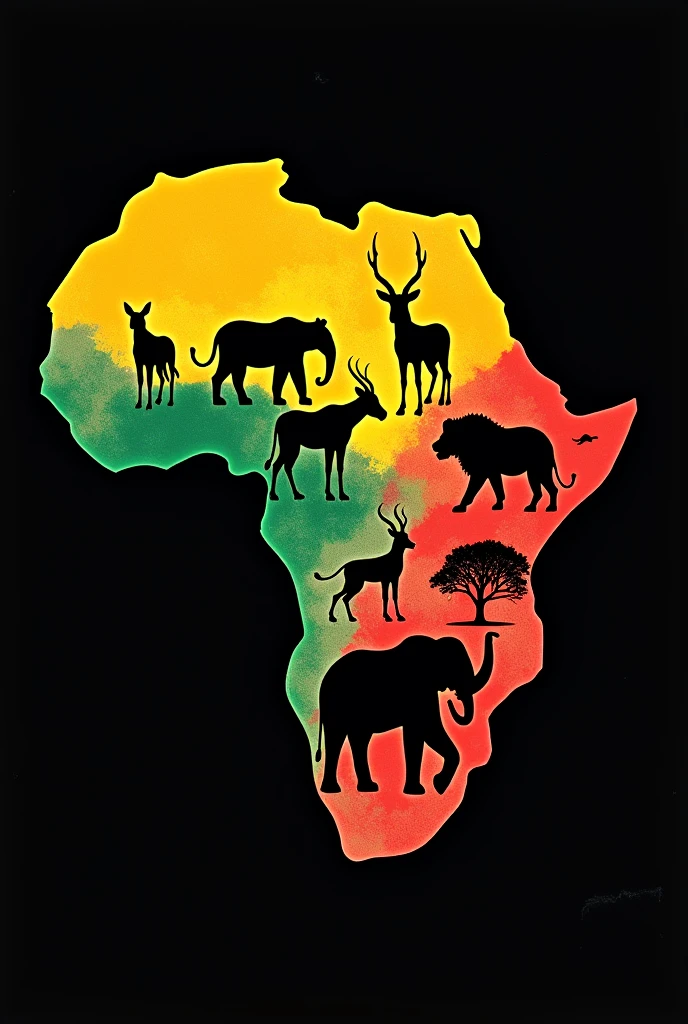 make another black flag that represents the countries of Africa with animals