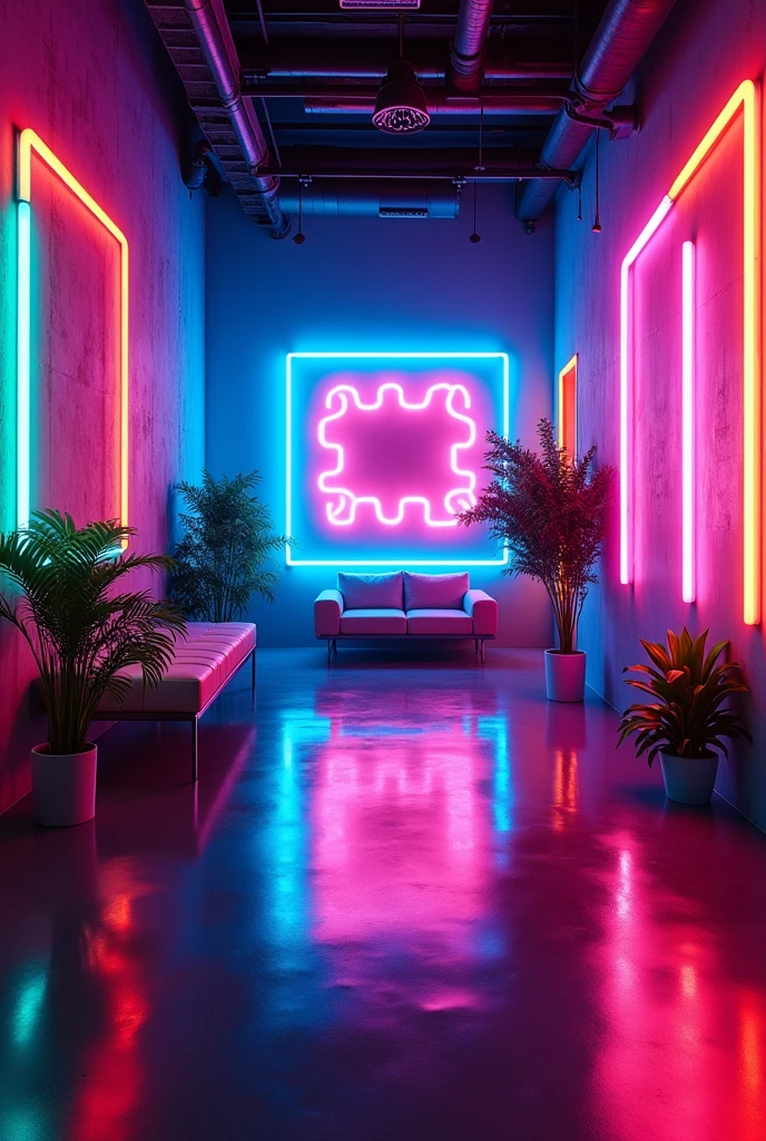 A studio background in neon art