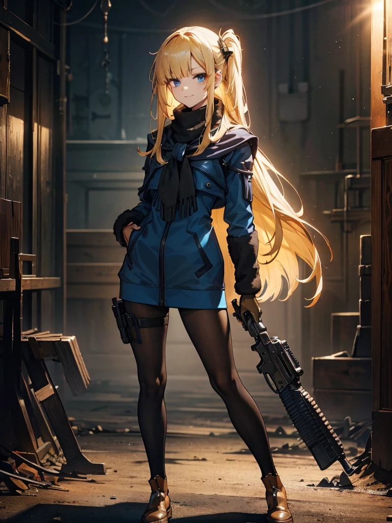 holding_gun, assault_rifle, Very detailed, Anime Style, whole body, alone, Stylish Gunfighter Girl, Holding a steampunk long barrel pistol,Standing in the wasteland, 8K high resolution, White Background, In the spotlight, The background is a dark and desolate landscape, Horror movie atmosphere. Her figure is very beautiful, Emphasizing the dark and crazy elements. Skillfully expressing the effects of light and shadow,