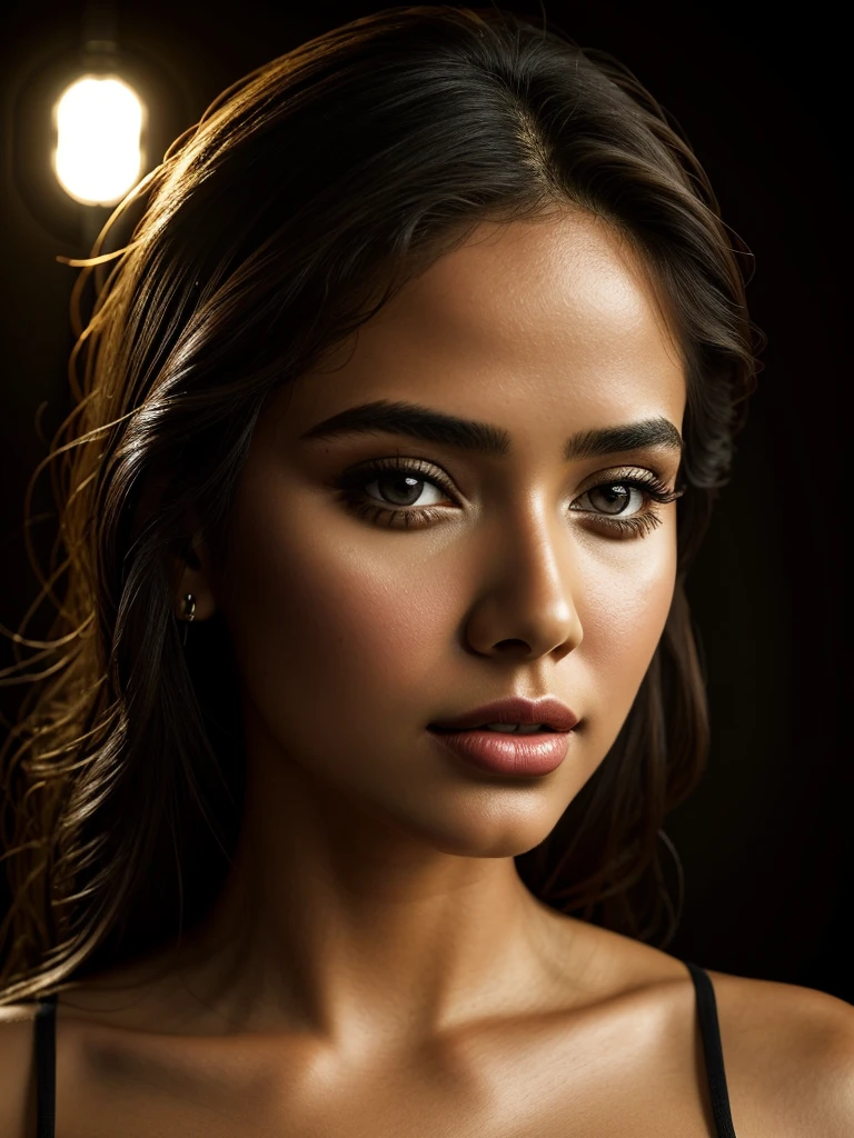 A beautiful latina girl, detailed face, detailed eyes, detailed lips, intricate hairstyle, elegant dress, natural lighting, studio lighting, cinematic lighting, realistic, photorealistic, 8k, high quality, masterpiece, fine art portrait, dramatic lighting, vibrant colors, warm color palette
