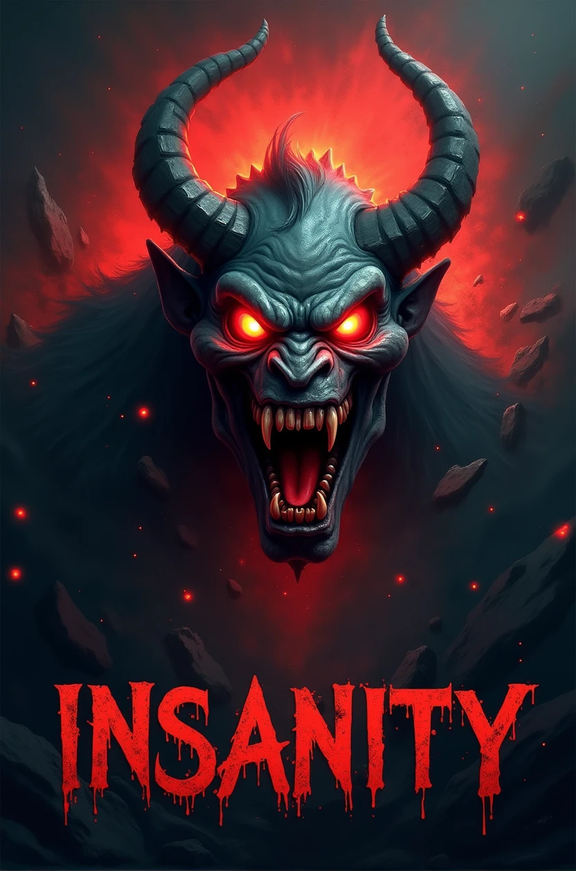 Create a free fire logo showing anger and hate with the name insanity