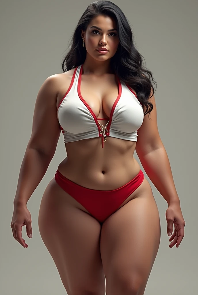 An extremely busty muscular thick nudist Canadian track and field Olympian with her magnificent round bursting out of her tight shirt