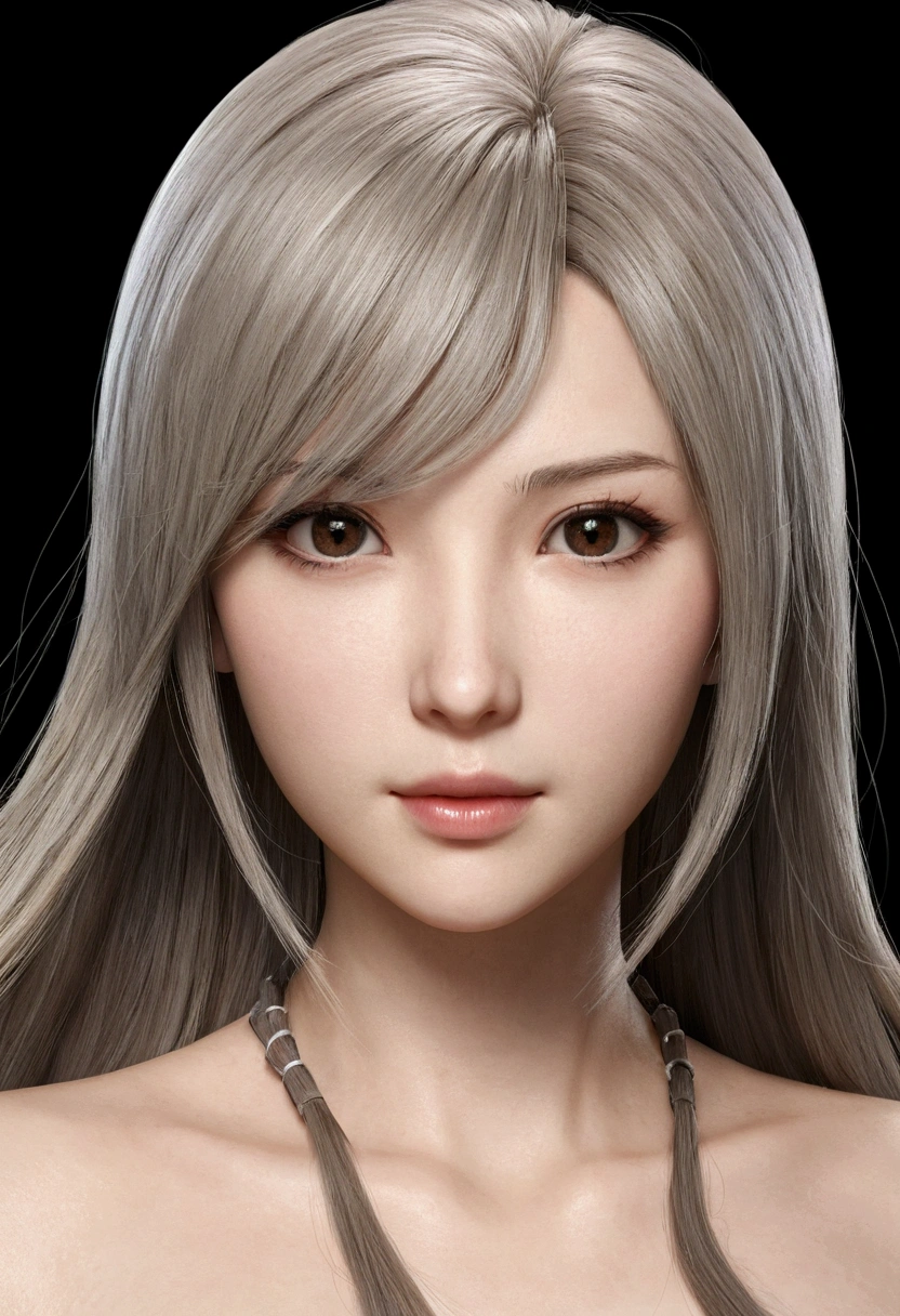 High school girl, long  white hair, Long hair and waist， White ribbon, Black eyes, Beautiful body, Beautiful hair, Smile，White low-cut suit,E cup , Knee socks,black leg rings，does not wear panties , full bodyesbian