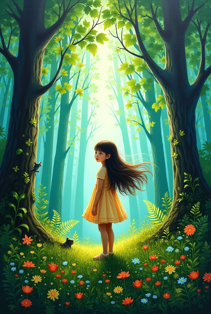 acrylic landscape girl forest
