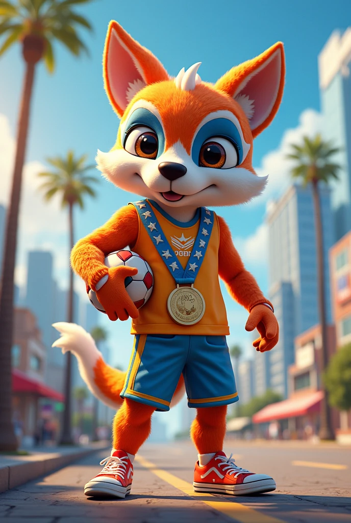 masterpiece, best quality, super detailed, Create the official mascot character for the Olympic Games to be held in Los Angeles in 2028