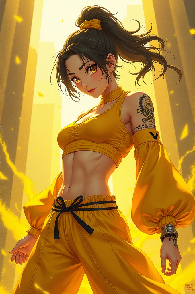 animate style akuma girl that all clothes are yellow
