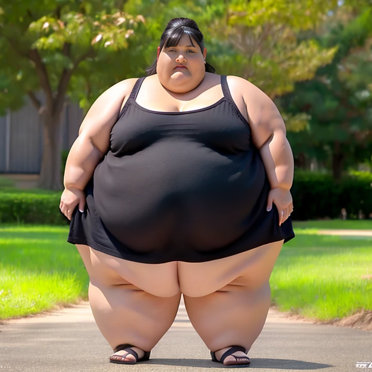 a pretty slender young girl that ultra thick only thighs, very slim body, very a lot of thigh fat, very plump thighs, super fat thighs goddess, super pear shaped goddess, heavy bottom, massive legs, insanely inflated hips, voluptuous body, ((thighs that chunk of fat:1.3)), (ultra huge thighs:1.3)), ((ultra small abdomen:1.3)), very narrow waist, very small waist, ((ultra small breast:1.3)), ((ultra slight shoulder:1.3)), ((ultra huge lower half of body and ultra- thin upper half of body:1.3)), (ridiculously massive thick thighs), ((unbelievably huge curvaceous hips)), ((extremely huge voluptuous thighs)), leg garter cut into thigh, thigh fat be pushed out short pants, earring, anklet, leg garter, bracelet, necklace, gorgeous, elegant, beautiful face, ((super fatty thighs:1.3)), ((Head to Toe Image)), full body, thigh focus, best quality, 8k, masterpiece, ultra detailed, photorealistic, only one girl