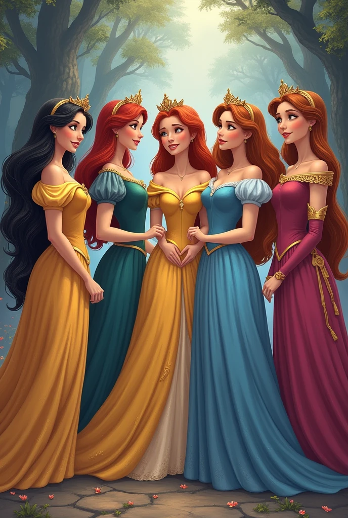 Can you help me create an image with 5 princesses and 5 princes of the modern age