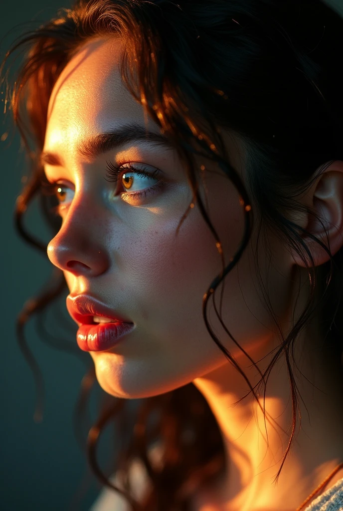 a woman by agnes cecile, glossy design, pastries, ink drops, autumn lights, dramatic lighting, very detailled, 8k, cinematic lighting , Photorealistic --ar 3:2