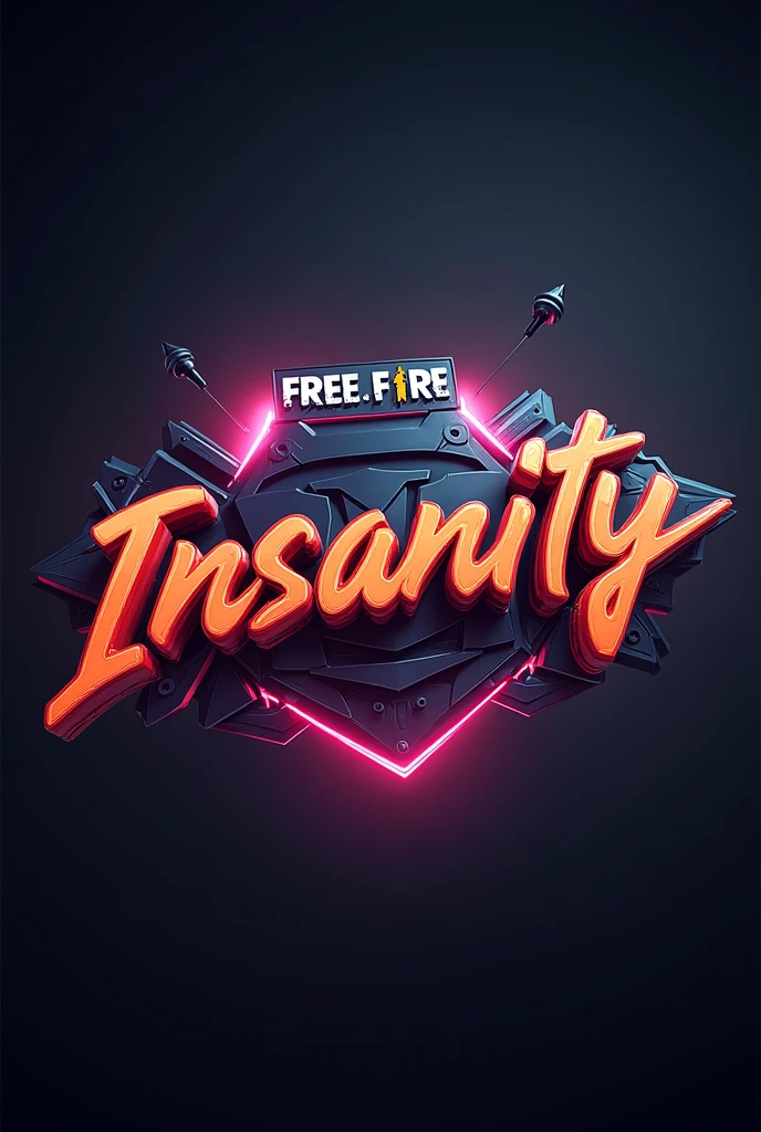 Create a 3D free fire logo with the name insanity highlighted