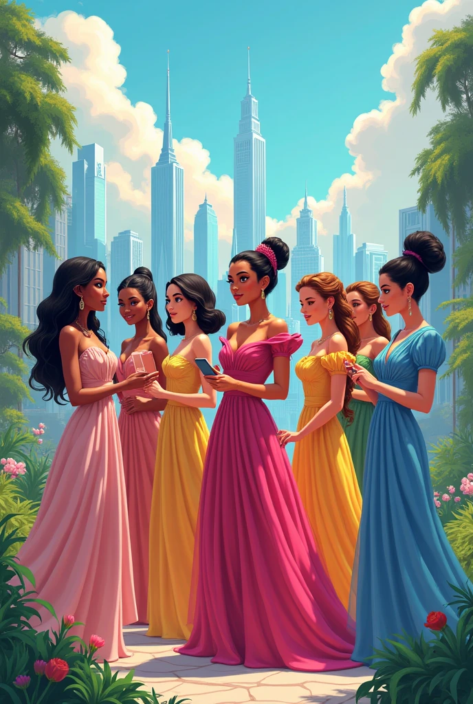 Can you help me create an image with 5 princesses and 5 princes of the modern age 