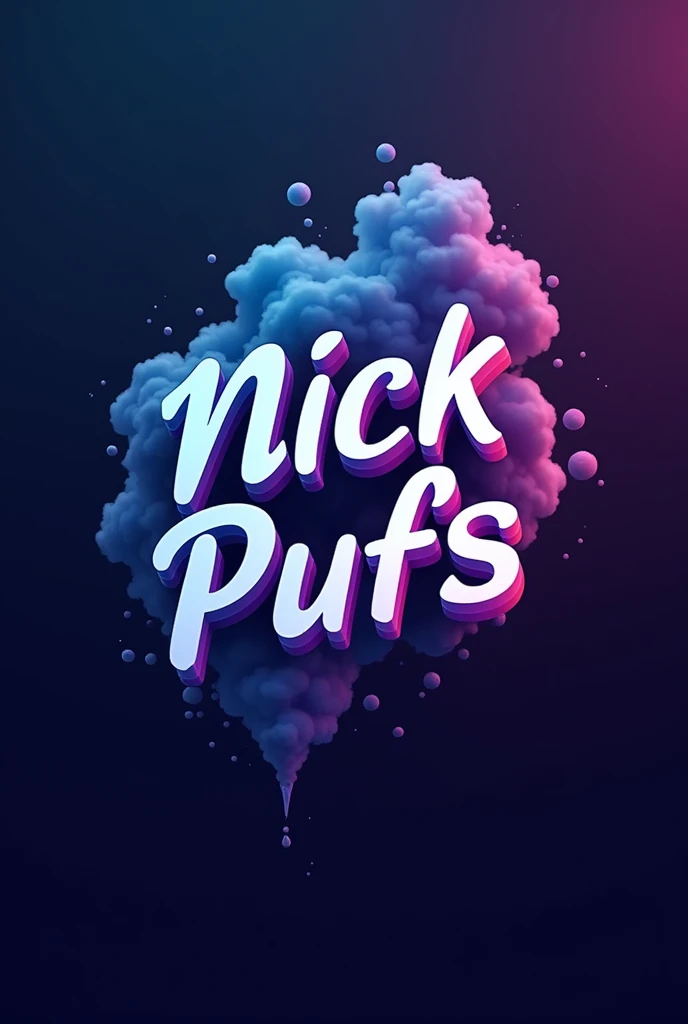 Print for vape shop, with the name nick pufs