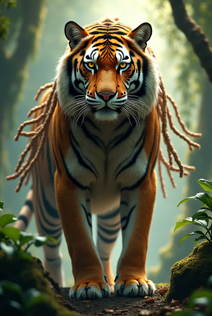 Male tiger with dreadlocks