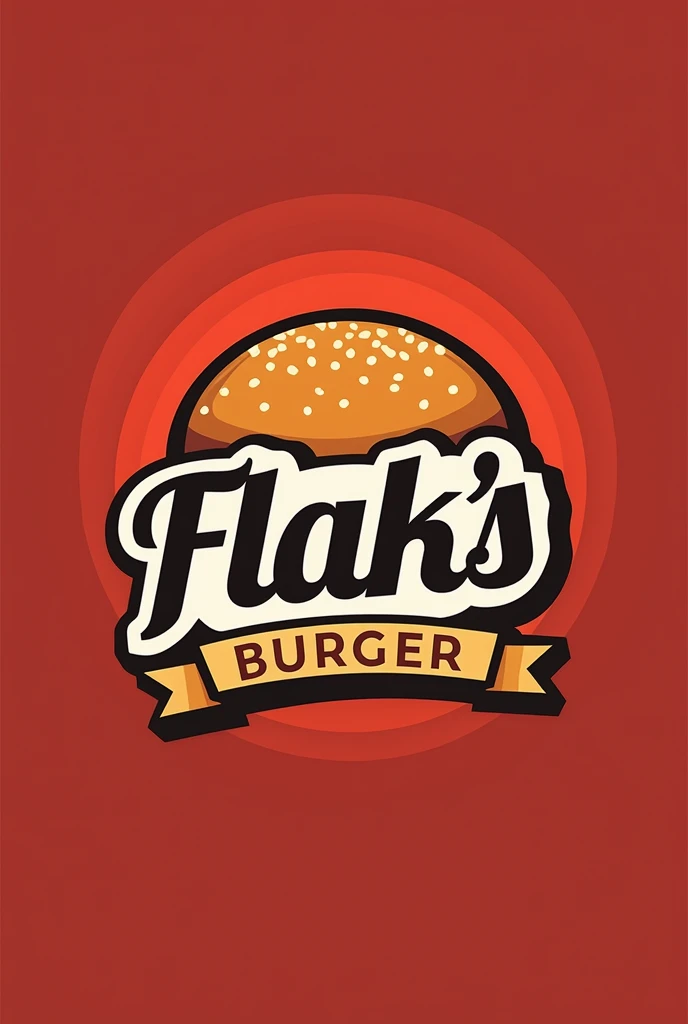 Commercial Logo for Flak's Burger. Fast Food Burgers and Hot Dogs