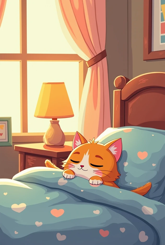 KITTEN JUST WAKEING UP IN BED CARTOON