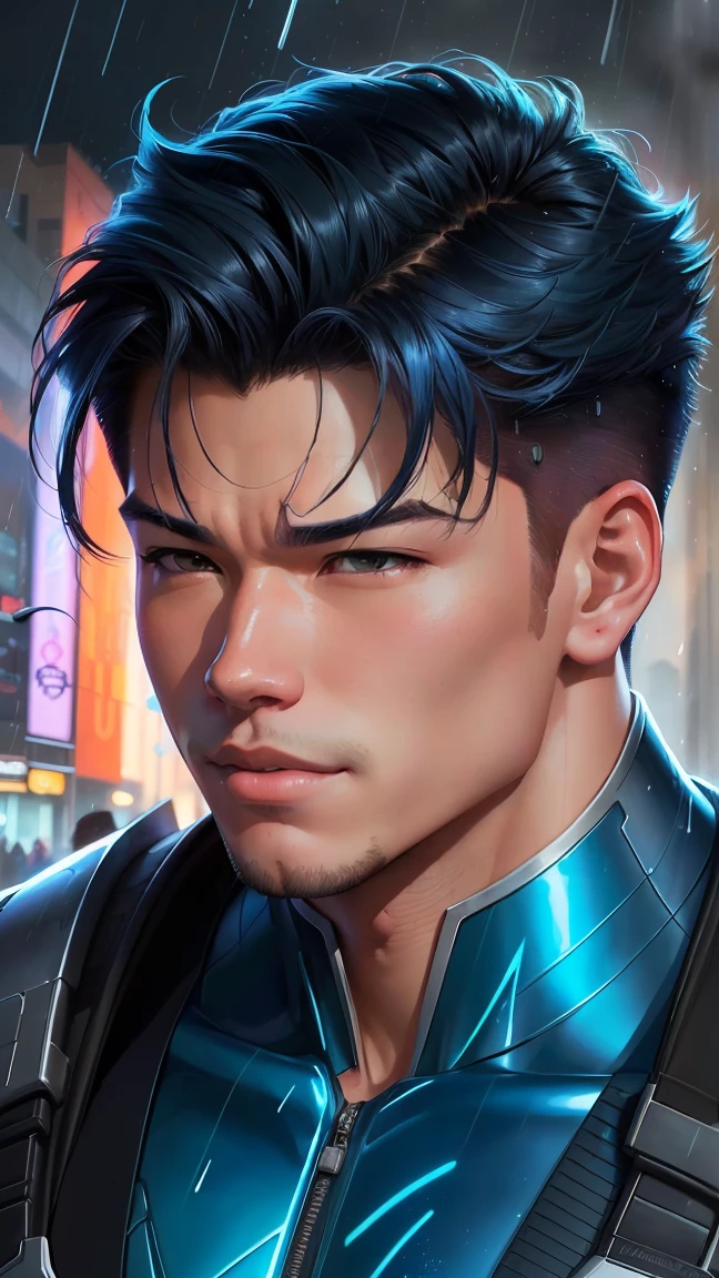 a close up of a couple of two mens kissing in the rain, inspired by Rob Liefeld, jazza and rossdraws, rossdraws and jazza, artgerm and genzoman, ross tran and bayard wu, jin shan and ross tran, edgar maxence and ross tran, two muscular men entwined, rossdraws cartoon vibrant