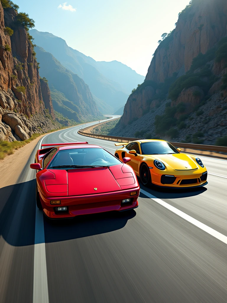 one Lamborghini Diablo and Porsche 911 Turbo