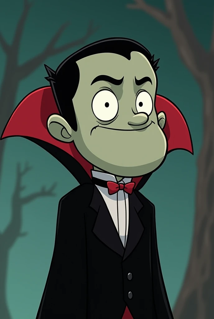 A cartoon vampire with a prominent butt chin