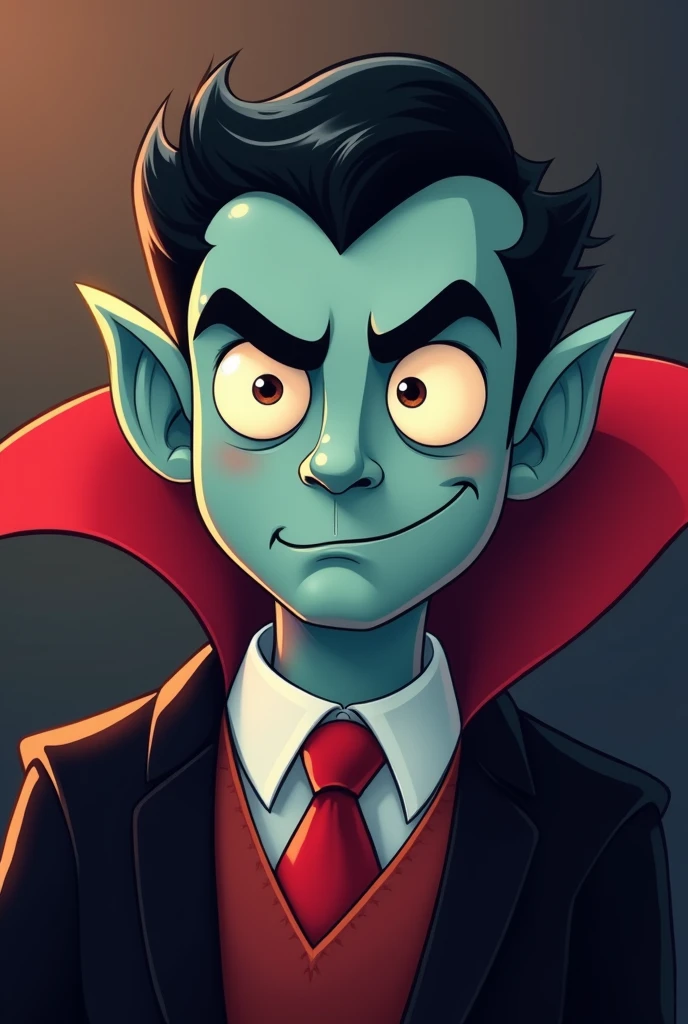 A cartoon vampire with a prominent butt chin