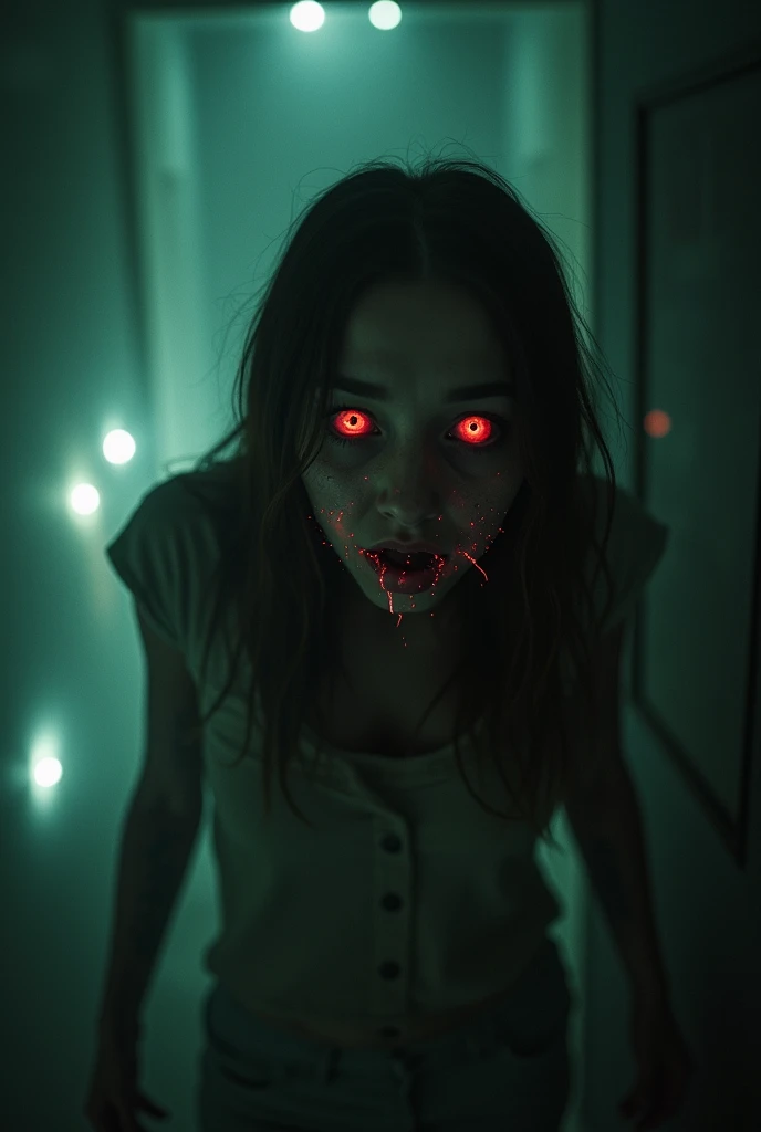 horror scene, knife, dark rooms, glowing eyes, girl, bedroom, gore, chiaroscuro, cinematic lighting, ray tracing, Ultra-Wide Angle, UHD, masterpiece, textured skin, super detail, best quality, highres, 4K