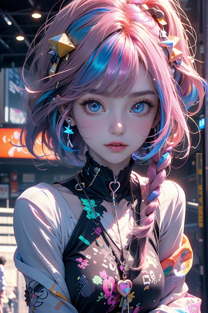11 years old girl with cyan hair, purple eyes in anime style --auto --s2