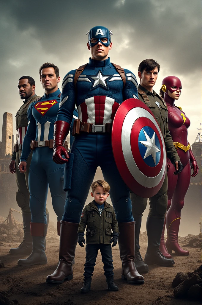 captain america with children, highly detailed digital artwork, high detailed colors, highly detailed digital art