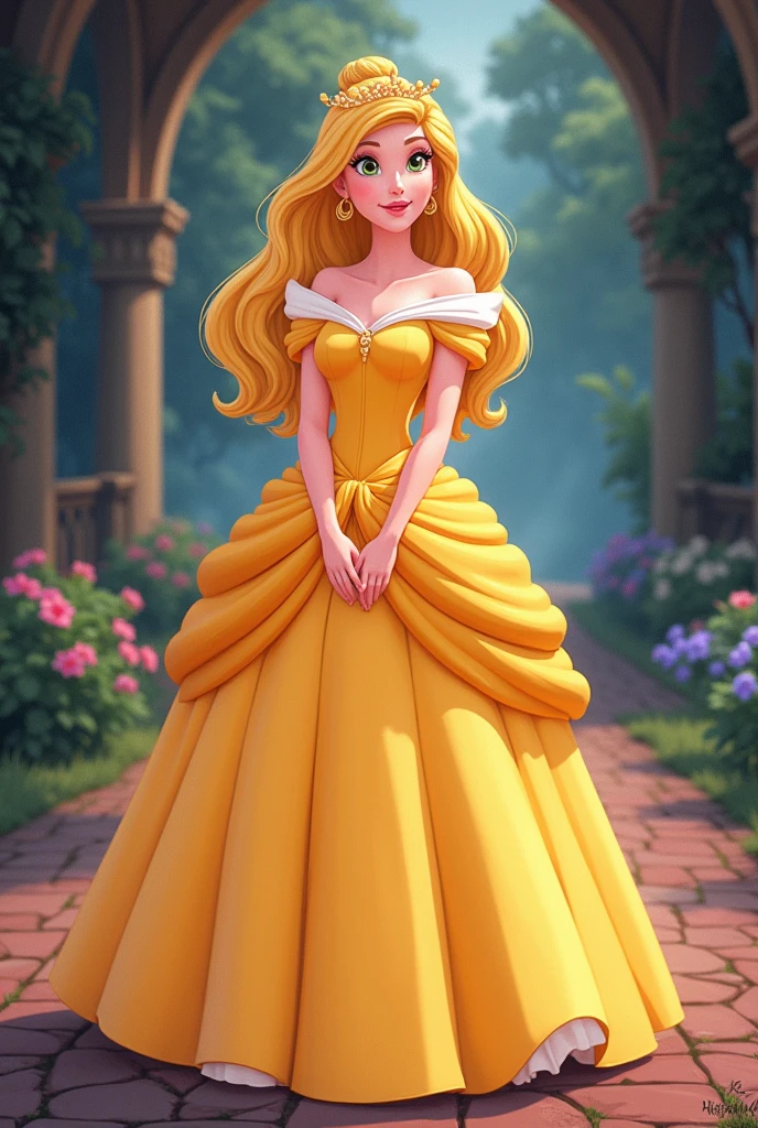 Aurora von disney in einem Anime Style aus den 1995ern Vintage cottoncore 2D