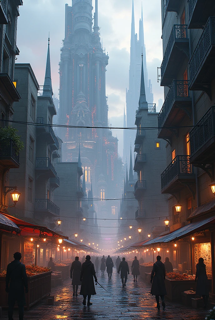 Recreate a medieval city with Cyberpunk style
