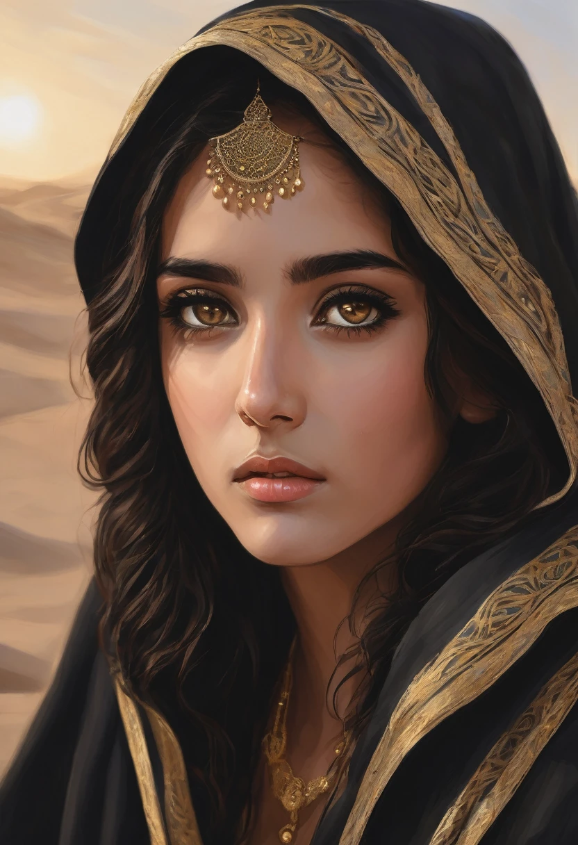 Beautiful Arab woman painting 