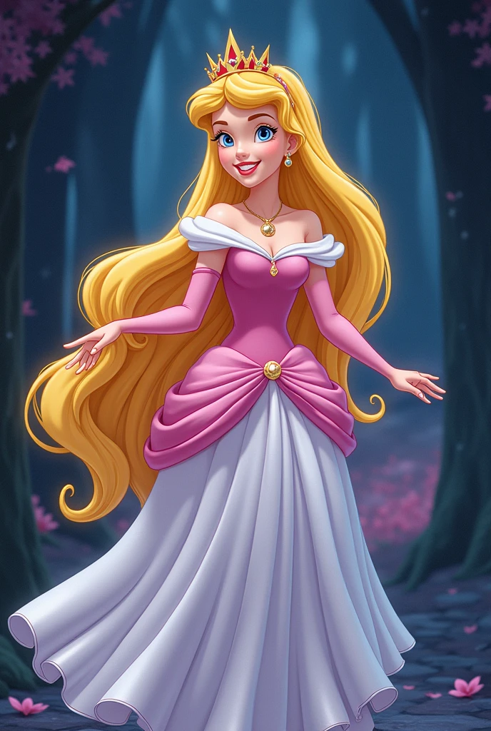 Aurora from disney in an anime style from the 1995s Vintage cottoncore 2D not realistic like in Disney movies
