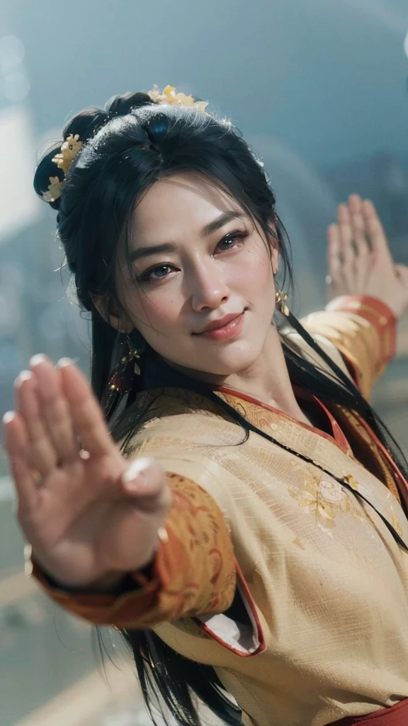 wuxia, Chinese clothes, hourglass figure, large breasts, big hips, masterpiece, best quality, ultra detailed, realistic