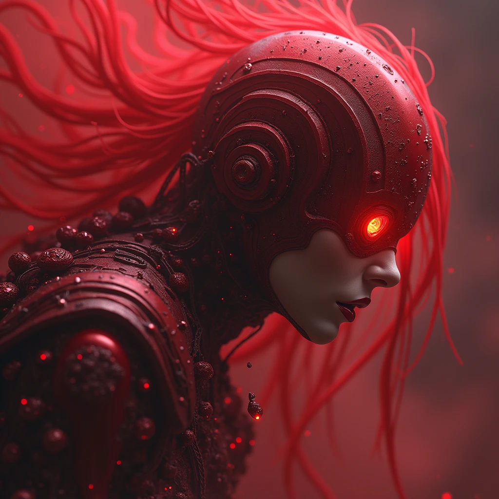 (masterpiece, top quality, best quality, official art, beautiful and aesthetic: 1.2), (1 eye), extremely detailed, (futuristic art: 1.3), red smoke, most detailed GhostMix