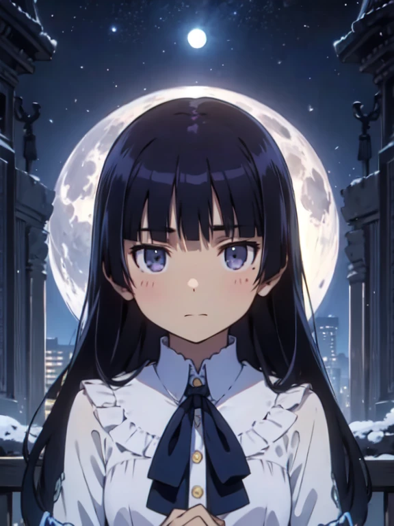 Movie Posters, full moon, Illuminated by moonlight, Romantic atmosphere, Starry Night, Fantasy, Light and shadow, Silence of the Night, Two people, secret, Soft Light, ephemeral, (ruri gokou), 