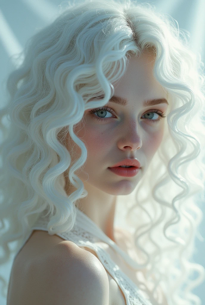 Beautiful white curly hair girl