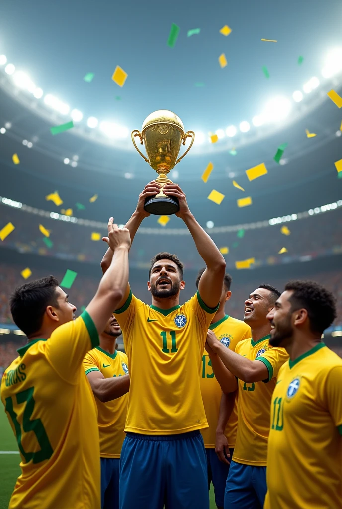 Brazil lifting the Confederations Cup trophy with my robotics teacher as captain 