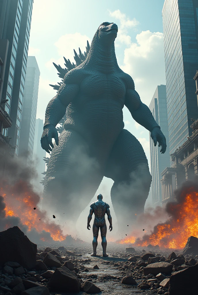 Create the official poster for Godzilla vs. Ultraman, a special effects movie to be released in 2025