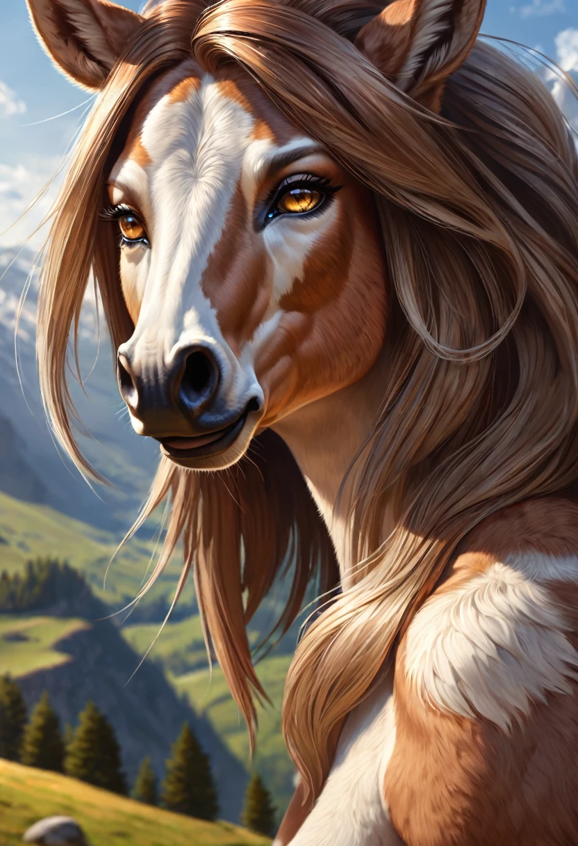 by Kenket, Ruan Jia, Chunie, Bonifasko, Extremely beautiful pony maiden, mane, nude, naked, detailed breasts, detailed vagina, , runic artifacts, epic shoulders, visible belly, super slim waistline, graceful figure, realistic anatomy, slender body, 8k image, detailed face of fantasy female pony character. furry, anthro, pony, equine, small breasts, bathing in lake,
