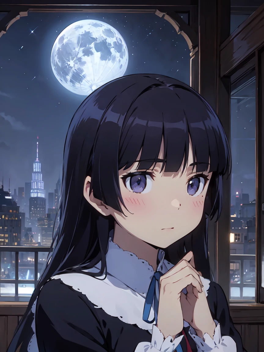 Movie Posters, full moon, Illuminated by moonlight, Romantic atmosphere, Starry Night, Fantasy, Light and shadow, Silence of the Night, Two people, secret, Soft Light, ephemeral, (ruri gokou),