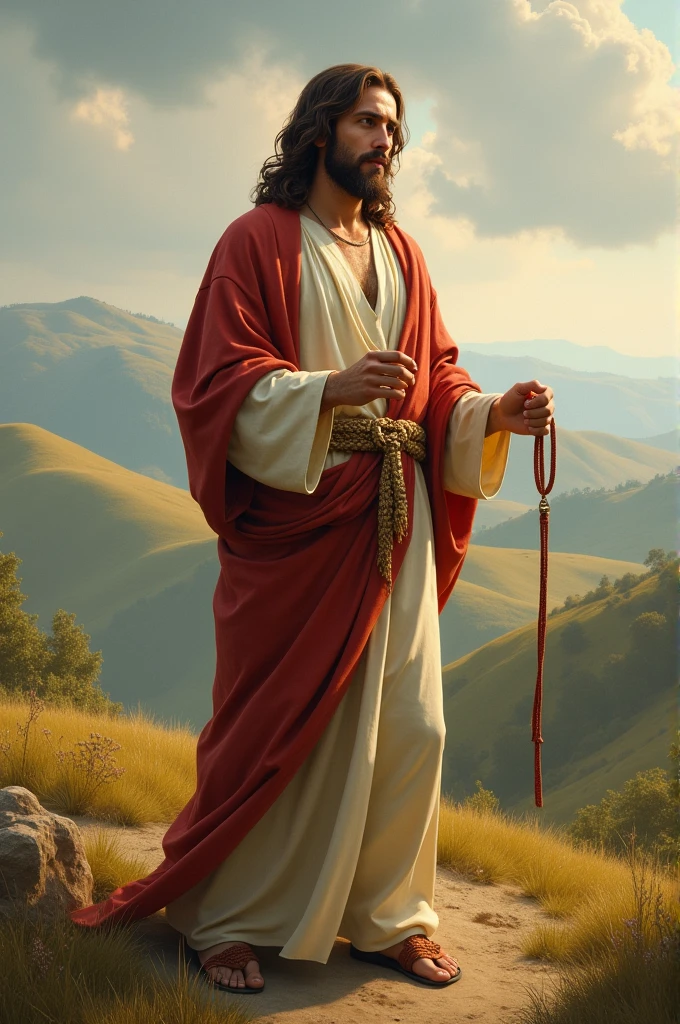 Jesus with a leash in his hand