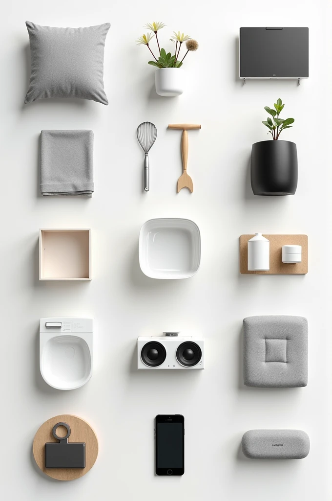 I created an image with different bedding products, bathing, tools, electronics , all separately and clearly