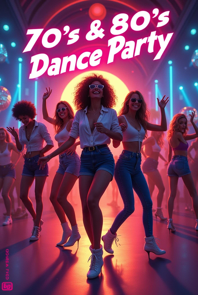 An image for the cover of a music playlist called 70's & 80's Dance Party.