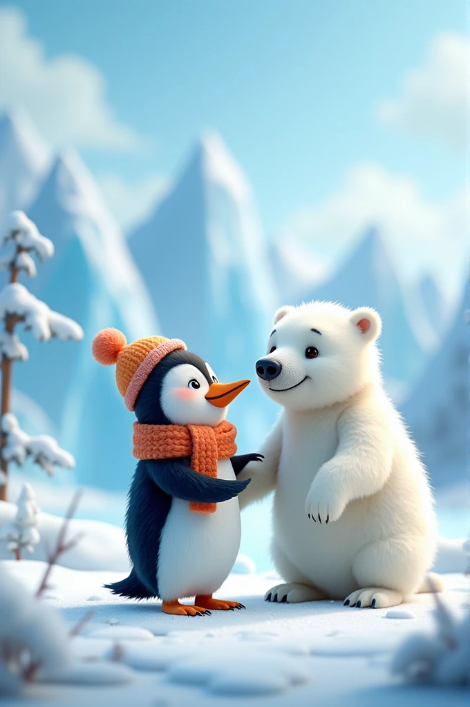 Penguin and polar bear