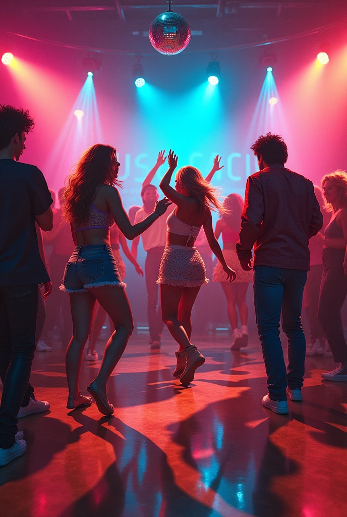 An image for the cover of a music playlist called 70's & 80's Dance Party. retro image.