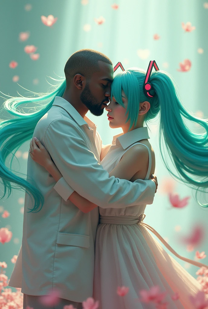 Kanye West hugging Hatsune Miku