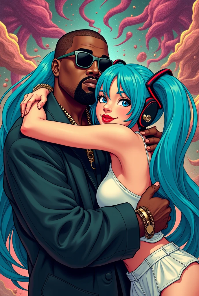 Kanye West Kissing Hatsune Miku Cartoon